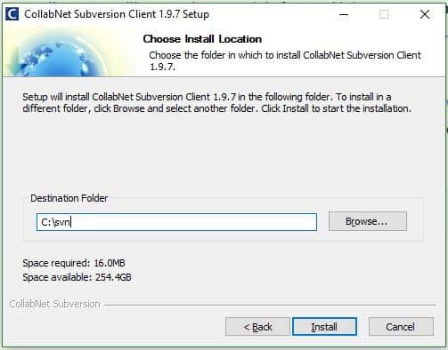 Subversion Client Installation step 3