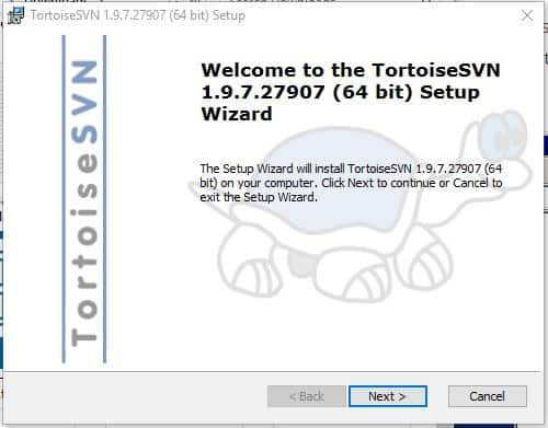 TortoiseSVN Installation Step 1